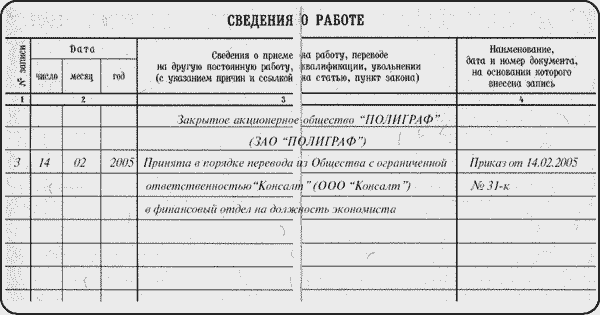 Перевод на другую работу (перемещение)