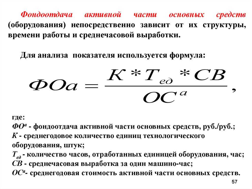 Фондоотдача (формула расчета по балансу)