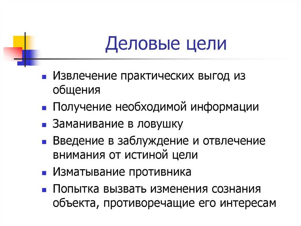 Деловые цели в бизнес плане