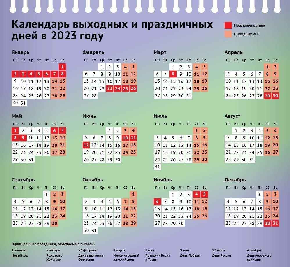 Календарь 2023 + 2024 с праздниками и выходными