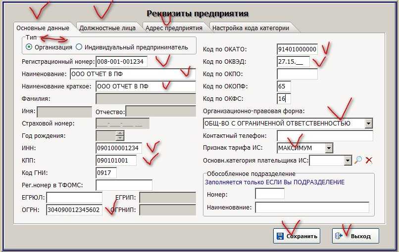 Что указывать в качестве основной категории плательщика ИС