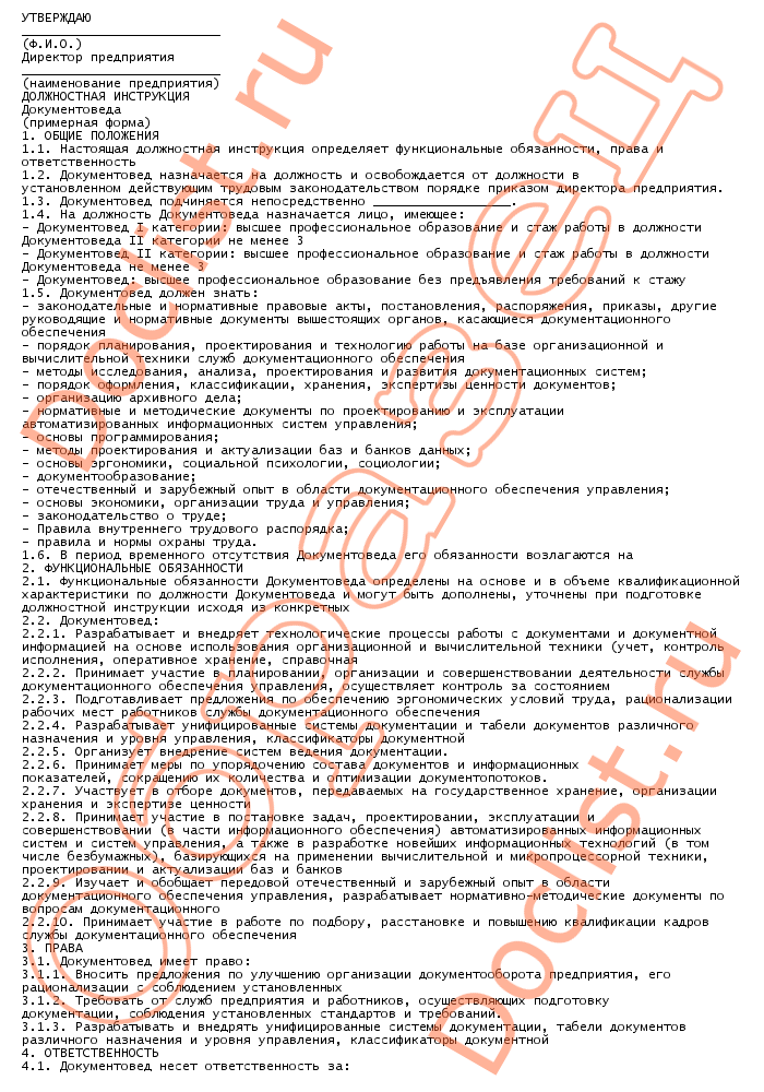 Должностная инструкция документоведа: суть и особенности