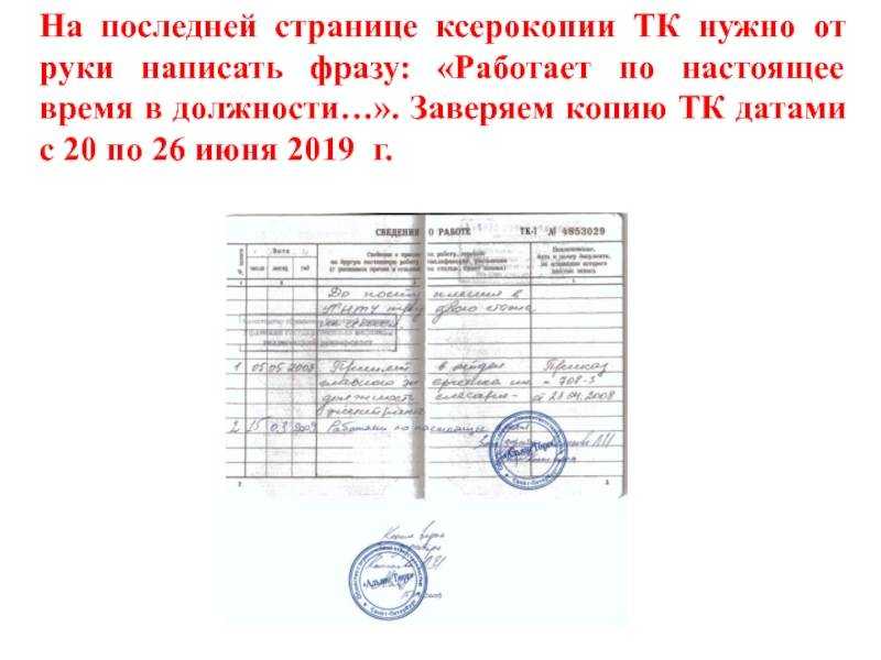 Образец заверения трудовой книжки 2024 год
