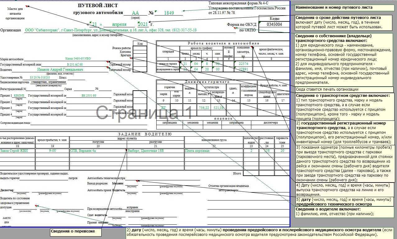 Как правильно оформить путевой лист в 2023 году | бух.1с - сайт для современного бухгалтера