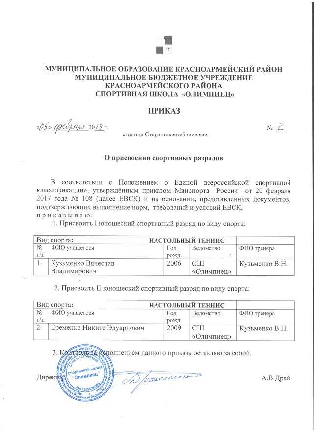 Образец приказа о присвоение разряда. присваиваем работнику квалификационный разряд. правовые основы вынесения приказа