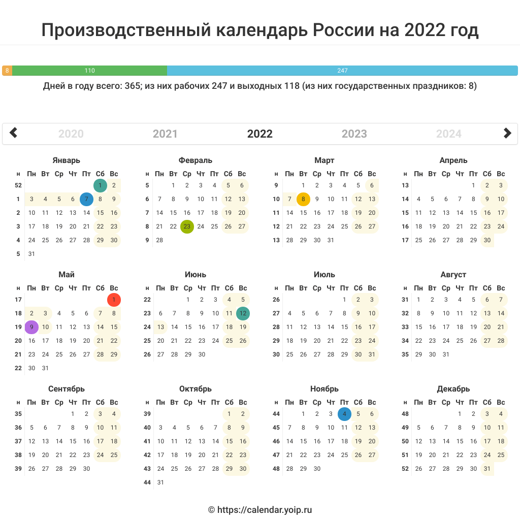 Производственный календарь на 2024 год