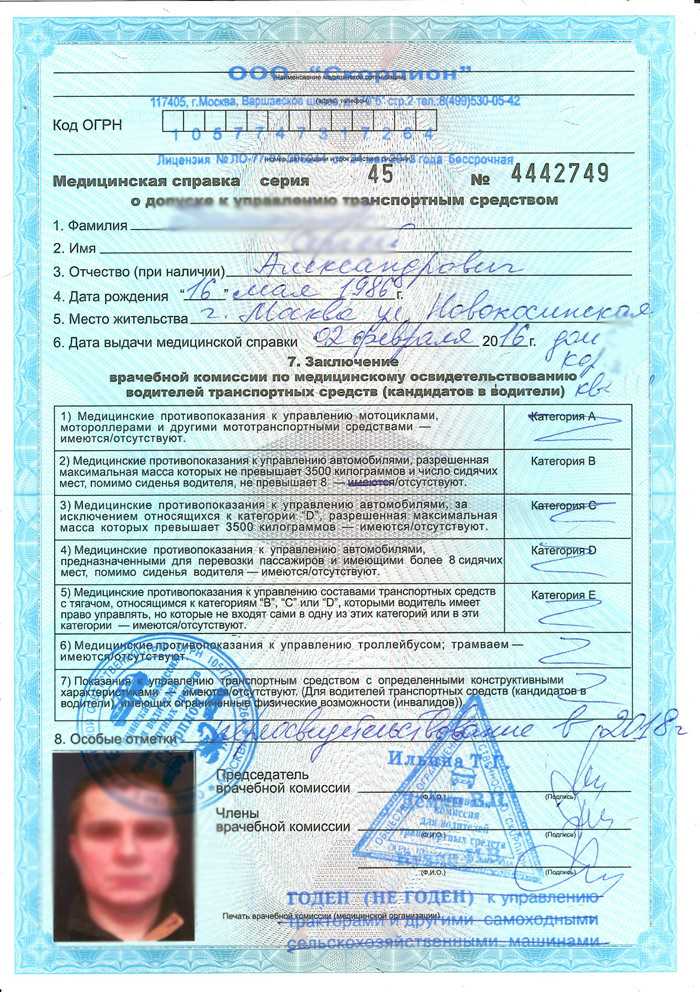 Сколько действует медицинское заключение на права