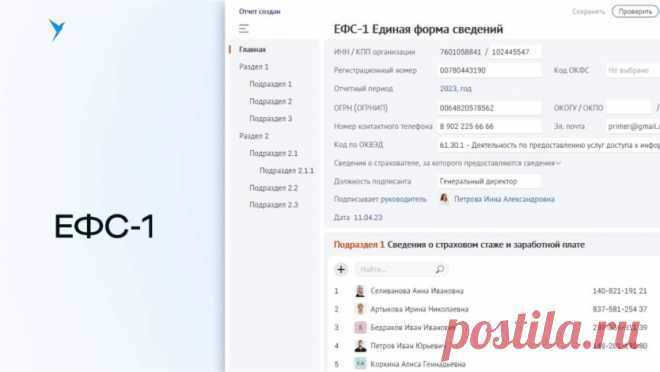 Заполнение отчета ефс-1 в 2024 году: бланк и образец, сроки сдачи