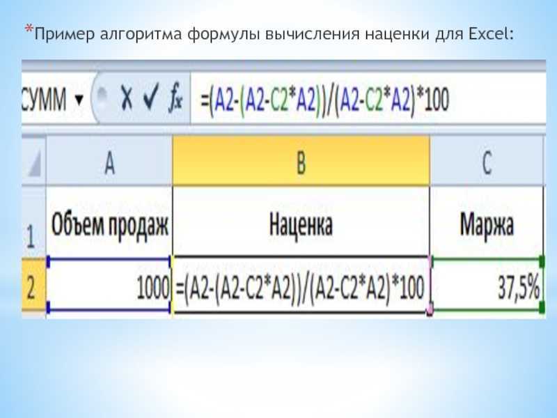 Как в excel сделать наценку на товар
