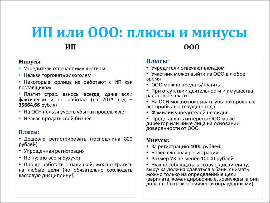 Ип или ооо: что лучше? сравнительная таблица отличий