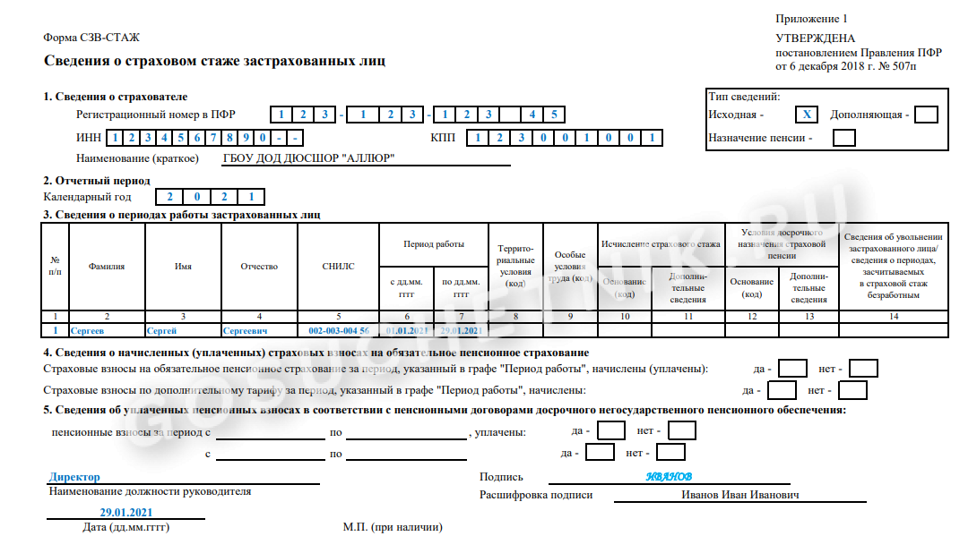 Новая форма сзв-стаж 2022 года за 2021 год - образец заполнения, бланк, сроки сдачи