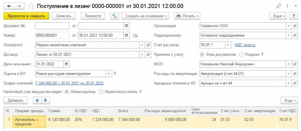 Автомобиль приобретен в лизинг: бухгалтерский и налоговый учет