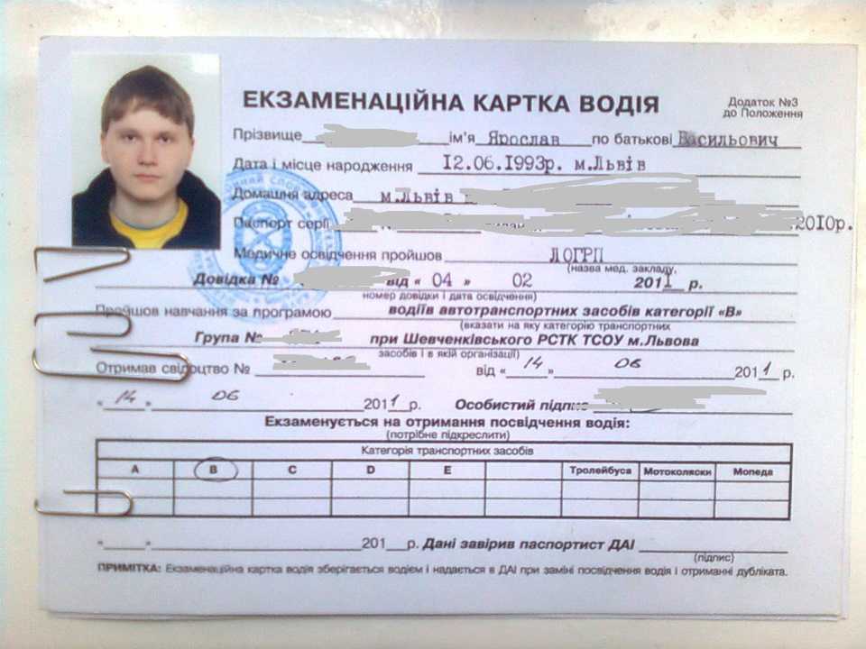 Карточка водителя (работника)