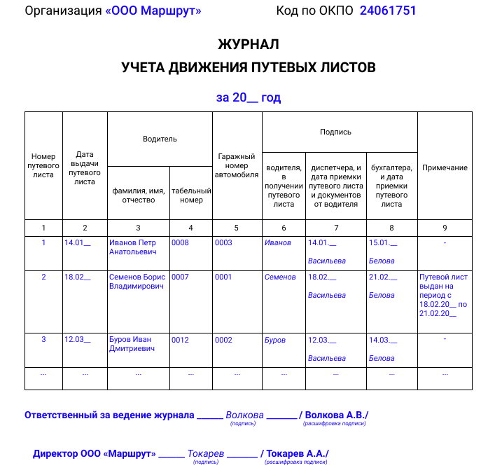 Изменения в путевых листах с 2023 года