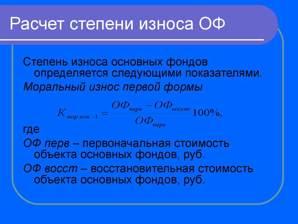 Коэффициент износа основных средств
