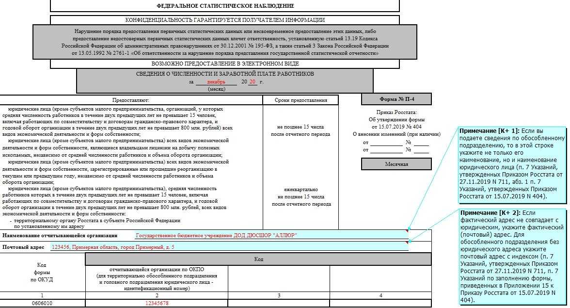 Заполнение формы 4-п (статистика) - порядок, инструкция, правила, готовый пример и образец на 2020 год