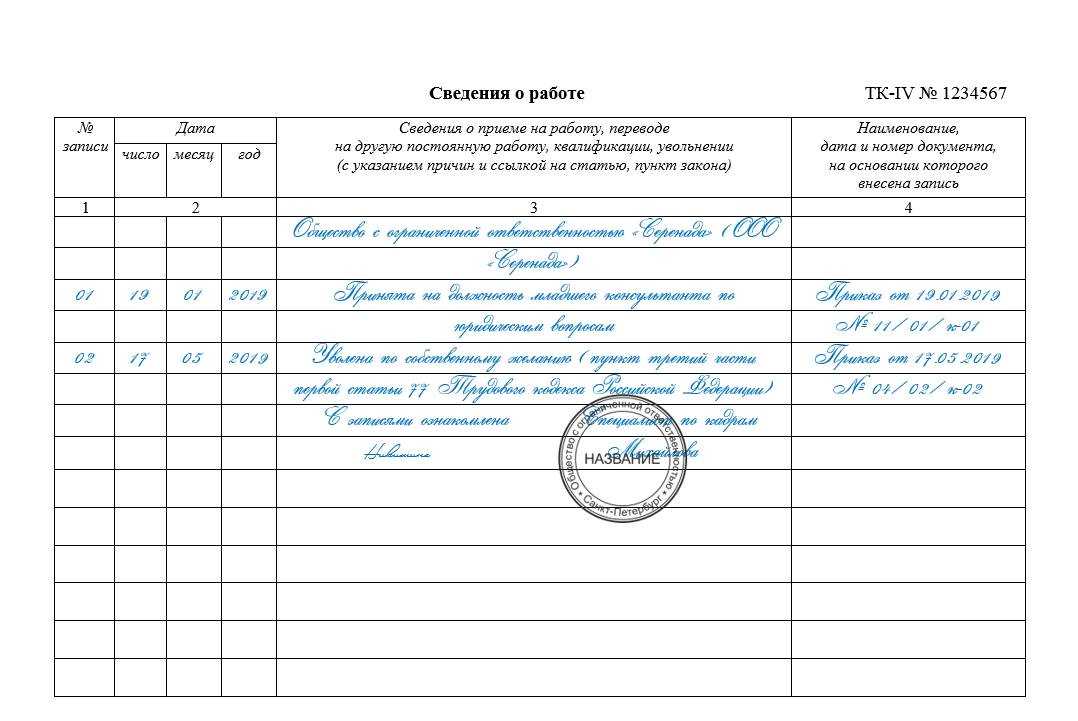 Электронная трудовая книжка, ведение, образец, где посмотреть сзв тд