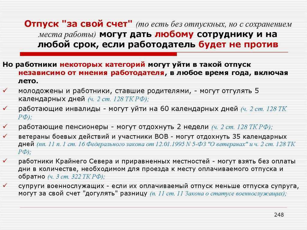 Причины отпуска без сохранения заработной платы: уважительные основания для предоставления за свой счет