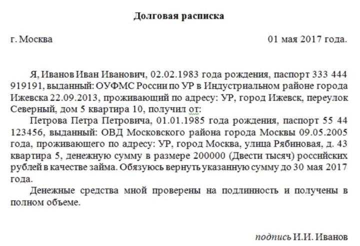 Как составить расписку при получении денег в долг и при получении денег по договору купли продажи квартиры