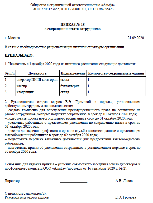 Оптимизация кадров: 13 шагов при увольнении по сокращению численности или штата