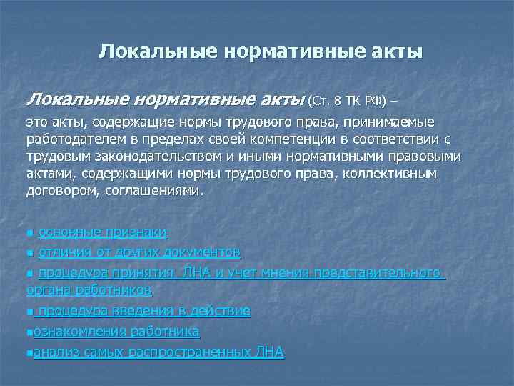 Локальные нормативные акты организации: что это, перечень основных документов