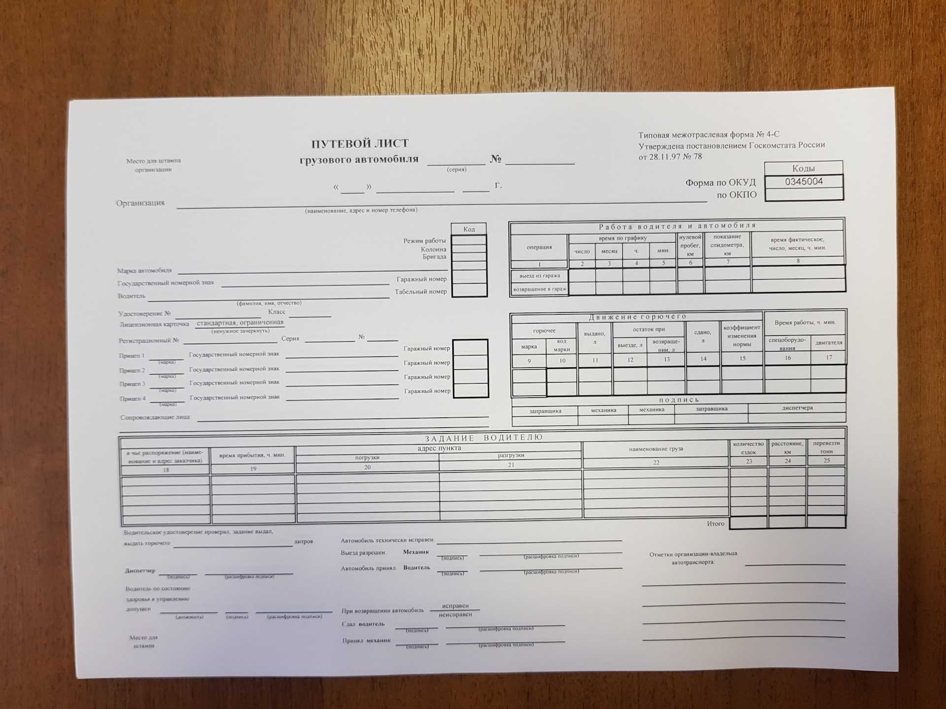 Изменения в путевых листах в 2023 году